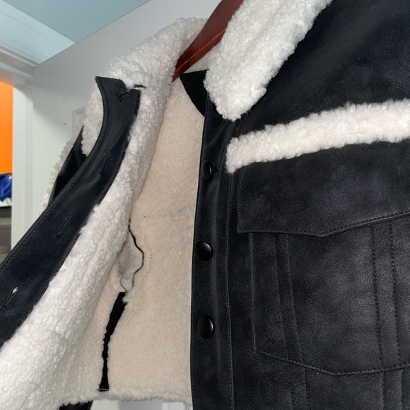 Revolve NBD Dolly Faux Shearling Jacket in Black & Ivory - Picture 10 of 16